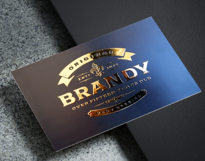 Business Card - Raised Foil (Qty: 100, Foil: Front Only, 1 Sided, Gold, Straight Edge, Artwork Ready, Pick Up)
